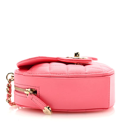 Chanel Lambskin Quilted CC In Love Heart Clutch With Chain Pink 4 of 8