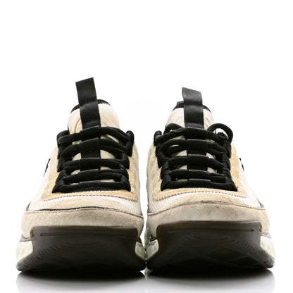 Chanel Fabric Suede Calfskin CC Sneakers 37 Ivory Black 2 of 11