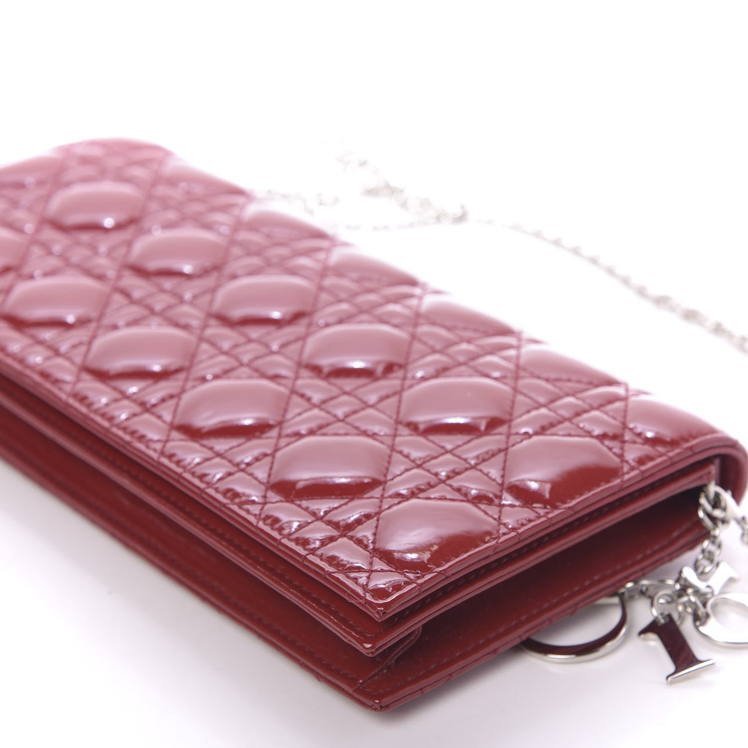 Christian Dior Patent Cannage Lady Dior Convertible Clutch Red 6 of 8