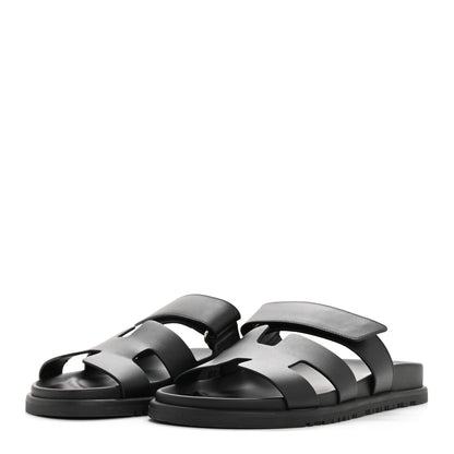 Hermes Calfskin Womens Chypre Sandals 38 Black 4 of 11