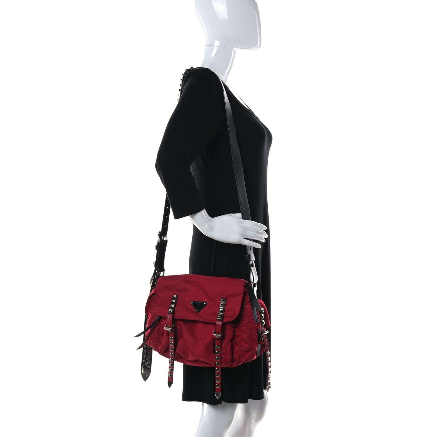 Nylon New Vela Studded Messenger Cherry