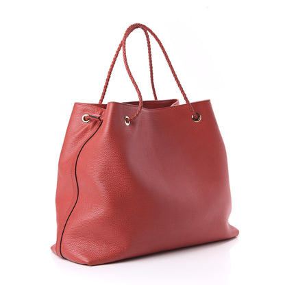 Gucci Calfskin Large Gifford Braided Handle Tote Sporting Red 3 of 10