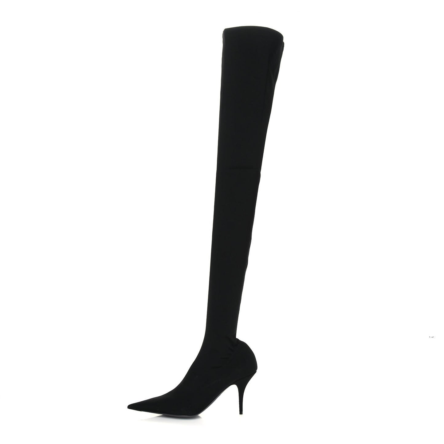 Spandex Pointed Toe Knife Thigh High Boots 38 Black