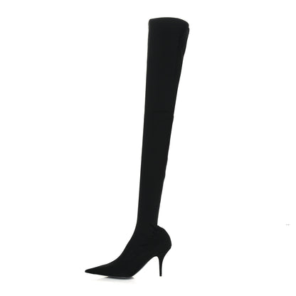 Balenciaga Spandex Pointed Toe Knife Thigh High Boots 38 Black 1 of 7
