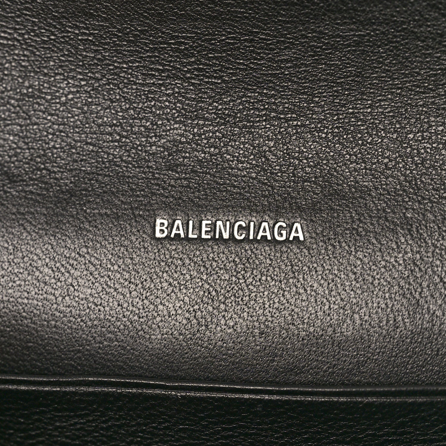 Balenciaga Grained Calfskin Logo Cash Phone Holder Wallet On Chain Black White 6 of 9
