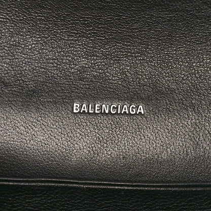 Balenciaga Grained Calfskin Logo Cash Phone Holder Wallet On Chain Black White 6 of 9