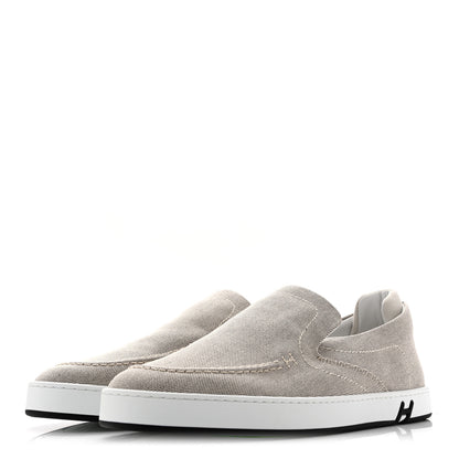 Hermes Canvas Mens Kiddy Slip On Sneakers 43 Plum White 4 of 9