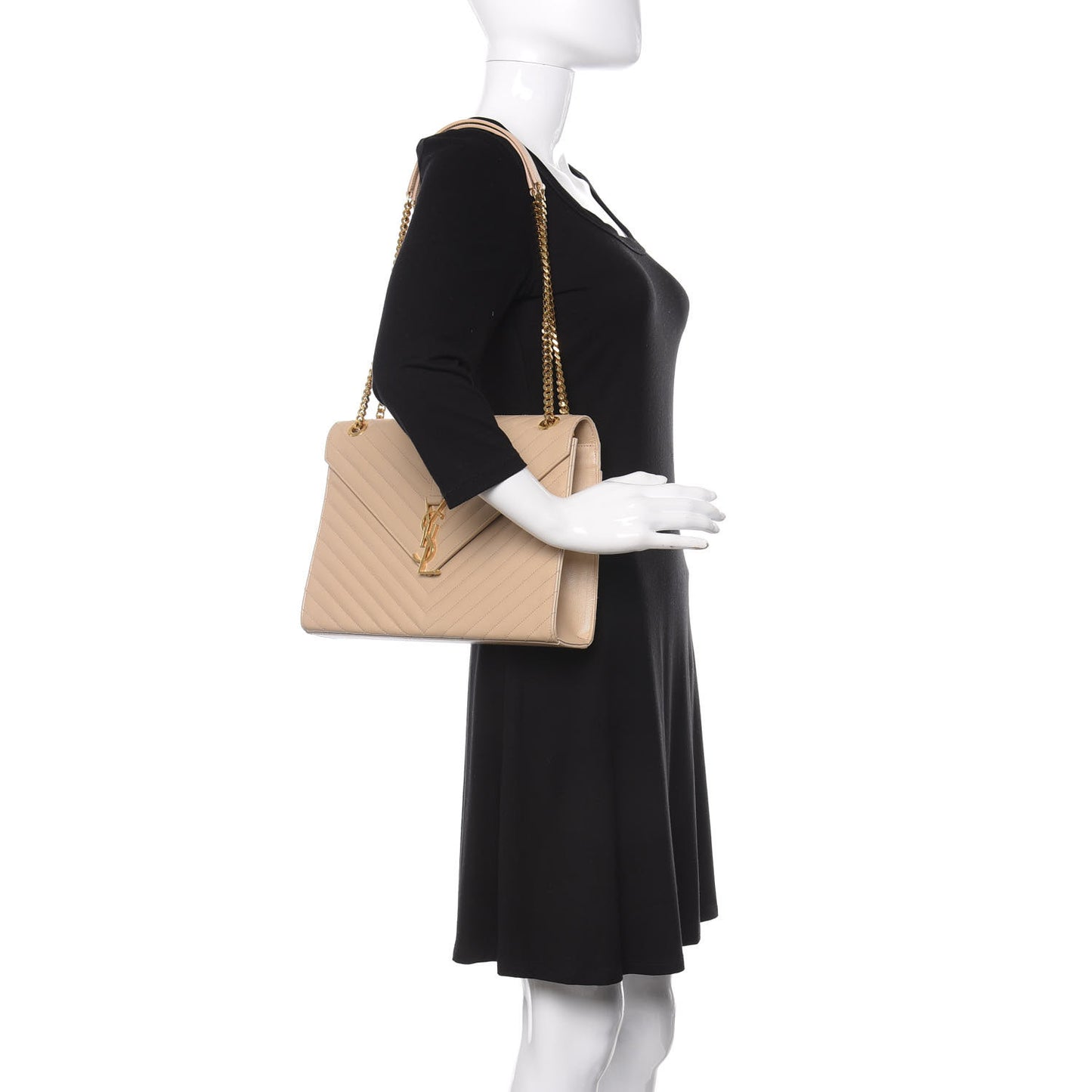 Grain De Poudre Matelasse Chevron Large Monogram Satchel Nude Powder