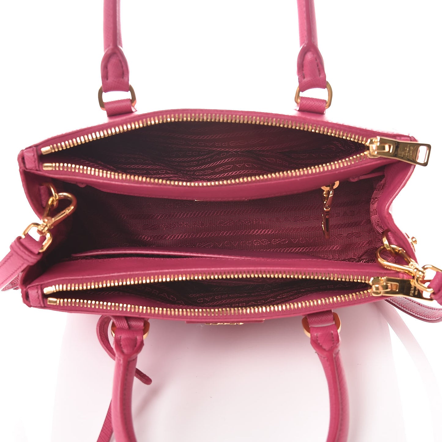 Saffiano Lux Small Galleria Double Zip Tote Fuxia