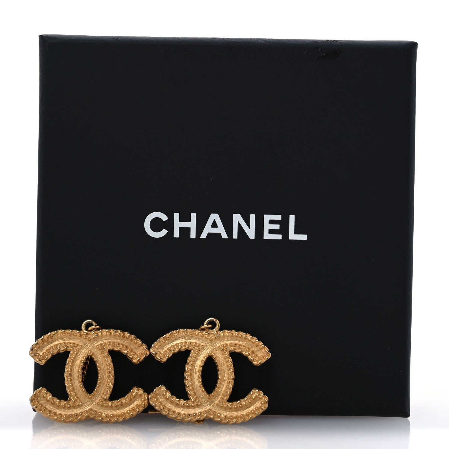 Chanel CC Drop Earrings Matte Gold 5 of 5