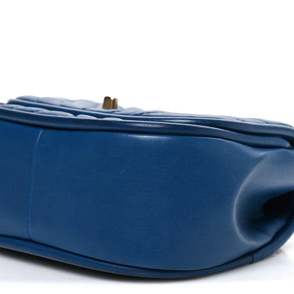 Chanel Lambskin Reverse Chevron Quilted Mini Round Top Handle Flap Blue 10 of 10