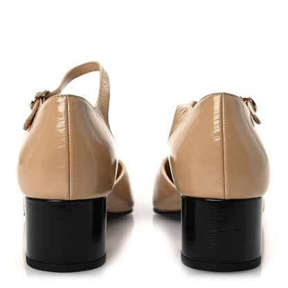 Chanel Shiny Lambskin CC Cap Toe Mary Janes Pumps 39.5 Beige Black 6 of 11