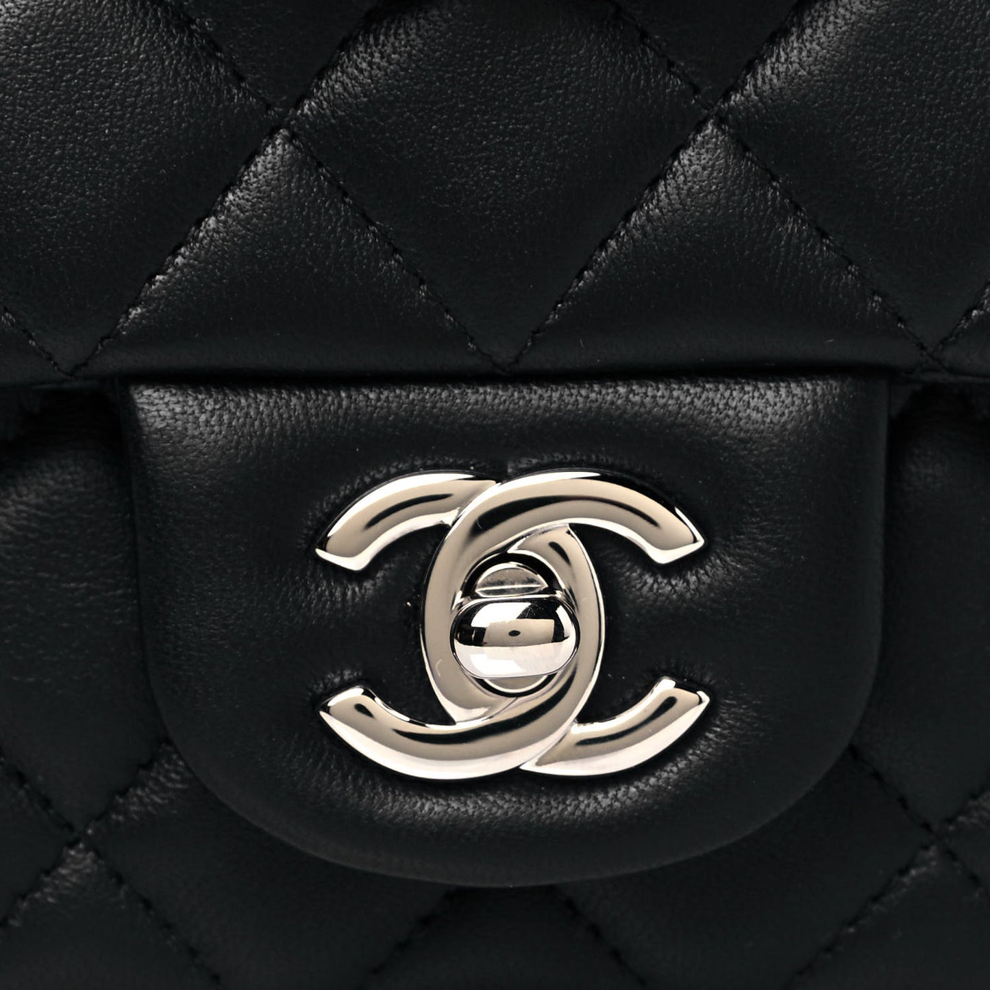 Lambskin Quilted Mini Rectangular Flap Black