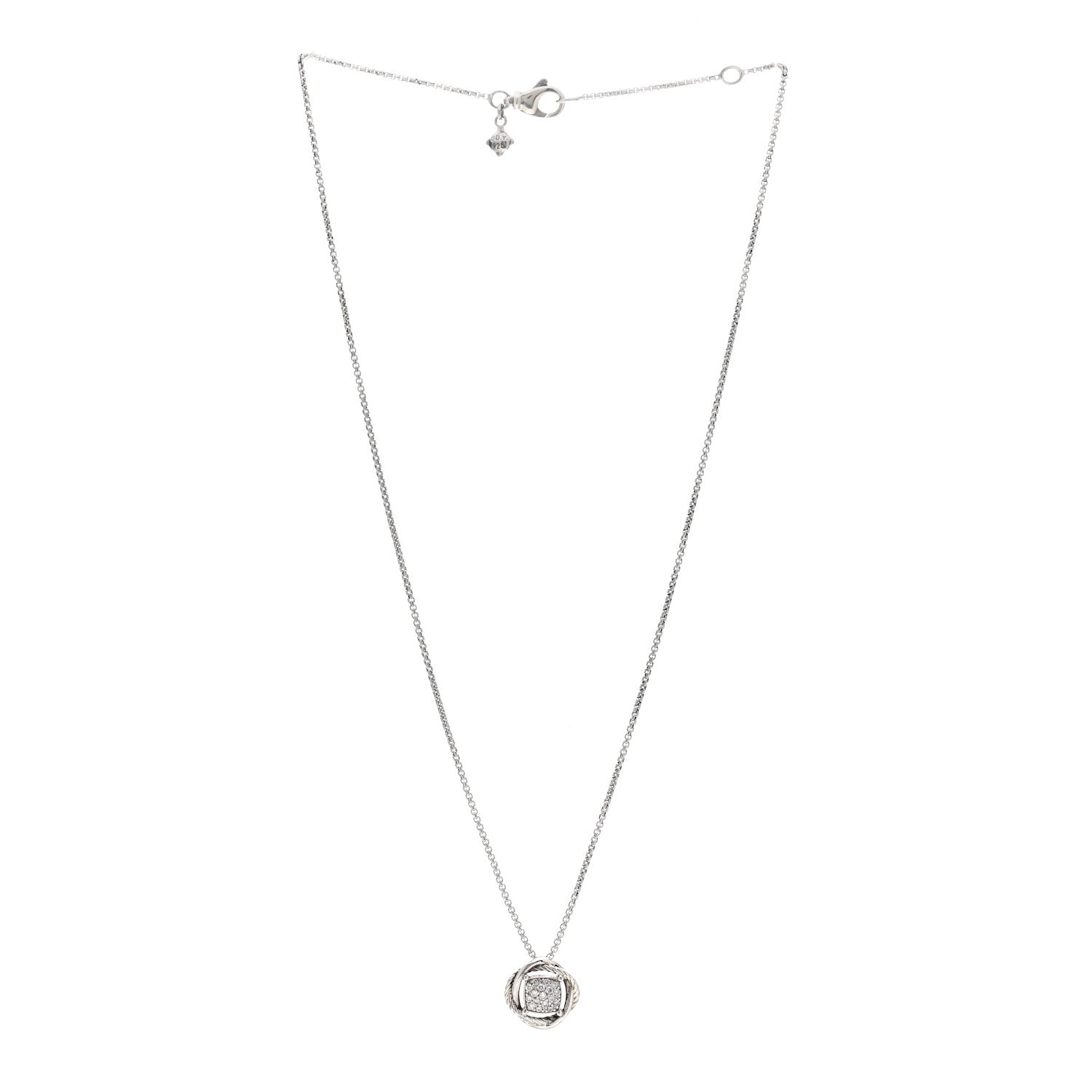 David Yurman Sterling Silver Diamond 7mm Infinity Pendant Necklace 3 of 4