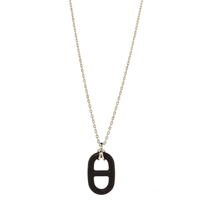 Hermes Vulcanium Chaine d'Ancre Necklace Silver Brun 1 of 6