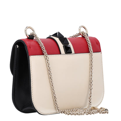 Valentino Garavani Vitello Small Glam Lock Rockstud Flap Red Ivory Black 2 of 9