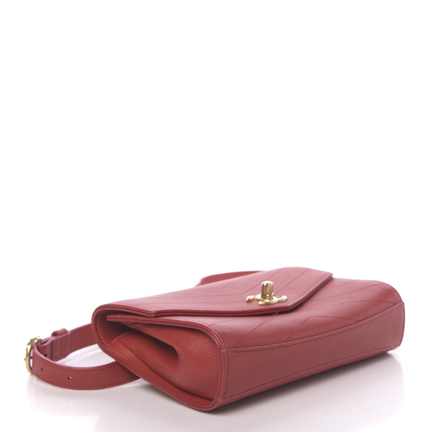 Calfskin Chevron Stitched Coco Waist Bag Red