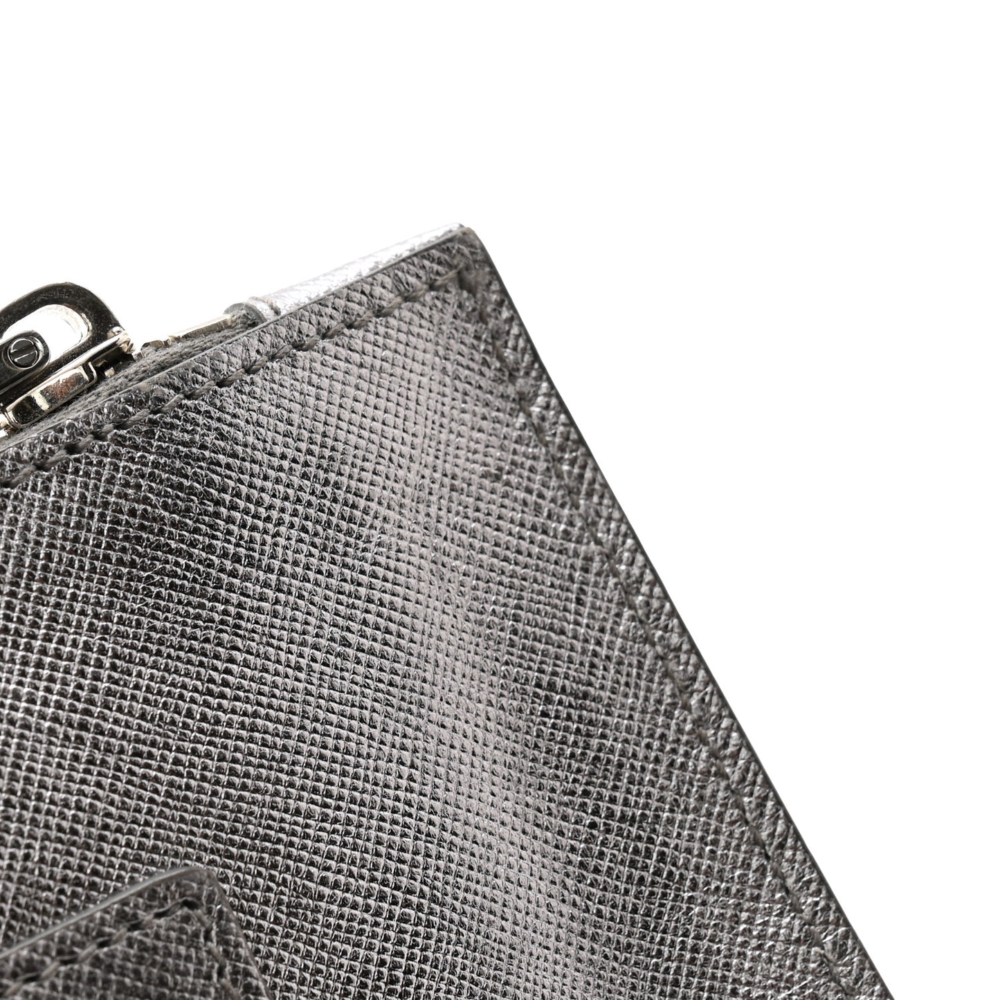 Metallic Saffiano Hand Strap Clutch Silver