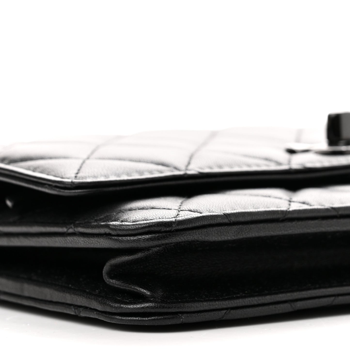 Lambskin Quilted Trendy CC Wallet On Chain WOC So Black