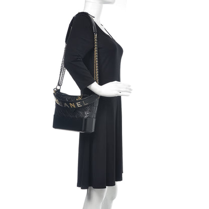 Chanel Aged Smooth Calfskin Quilted Medium Gabrielle Logo Hobo Black 2 of 9