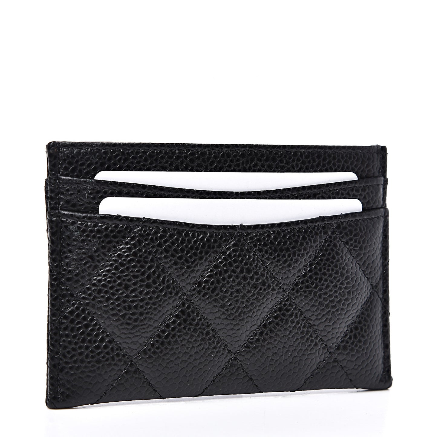 Caviar Quilted Card Holder Black