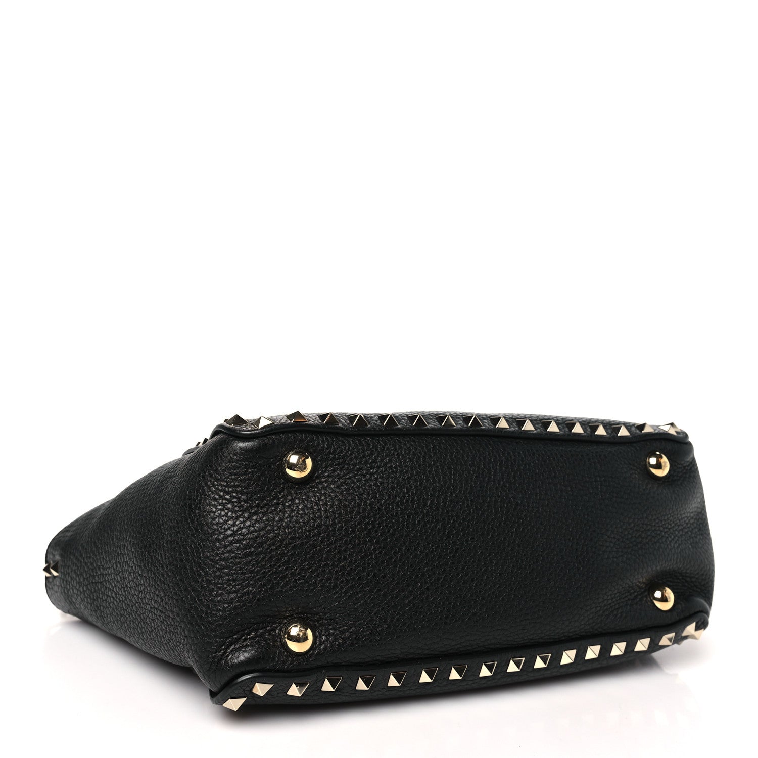 Valentino Garavani Pebbled Calfskin Small Rockstud Tote Black 4 of 9
