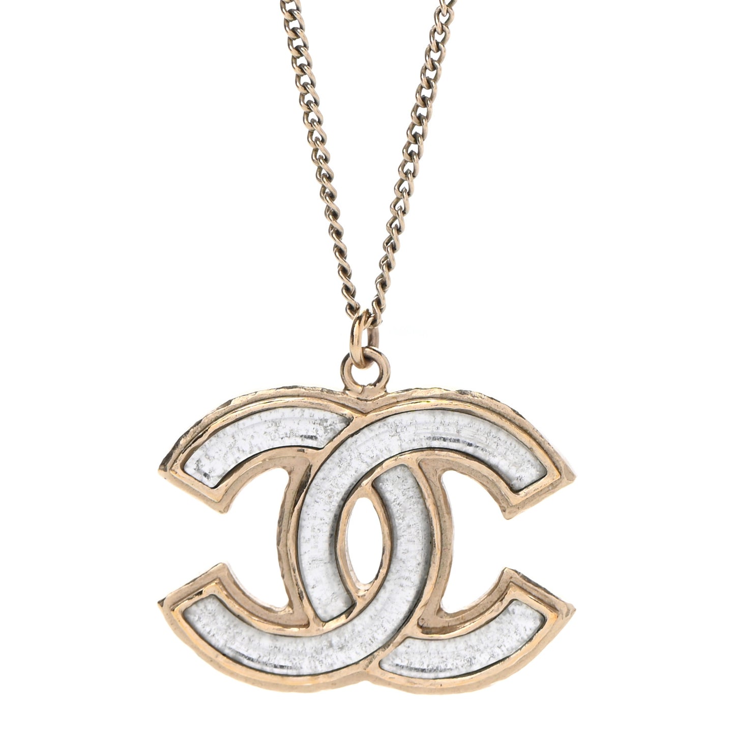 Metal CC Pendant Necklace Gold Silver