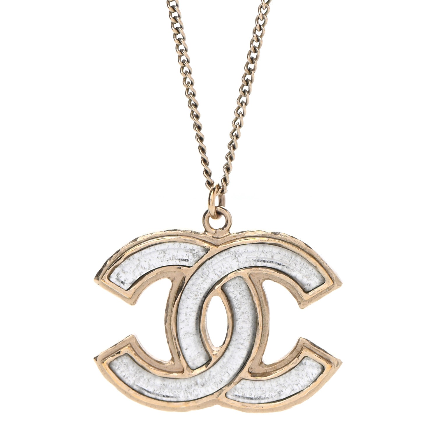 Chanel Metal CC Pendant Necklace Gold Silver 4 of 7