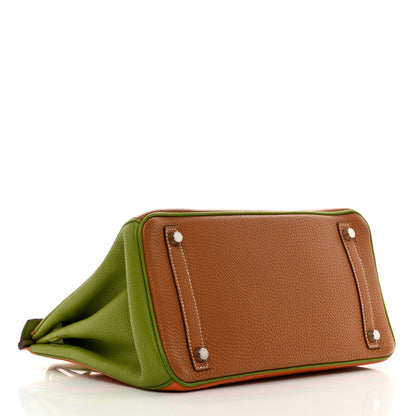 Hermes Togo Birkin 30 Gold Vert Anis Orange 4 of 13