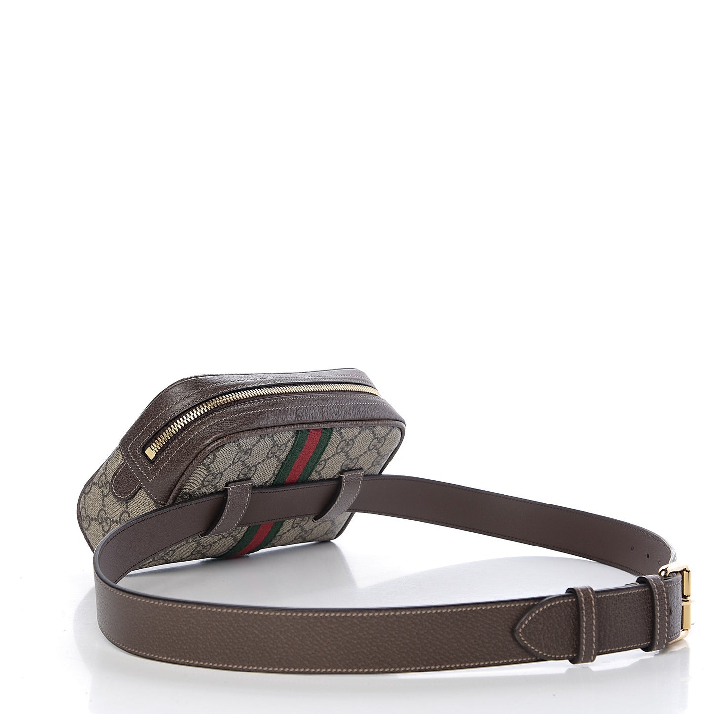 GG Supreme Monogram Web Small Ophidia Belt Bag 95 38 Dark Brown