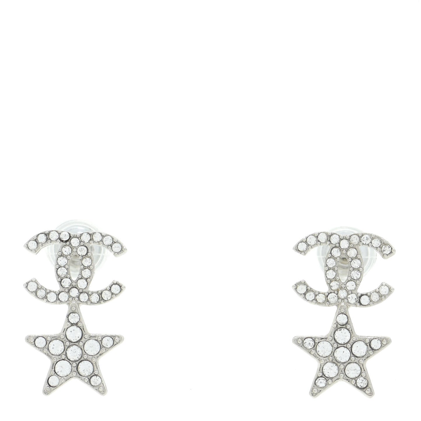 Crystal CC Starfall Drop Earrings Silver