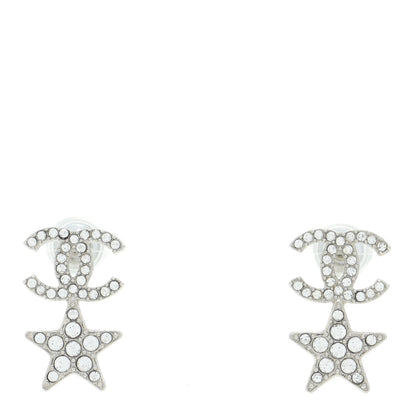 Chanel Crystal CC Starfall Drop Earrings Silver 1 of 5