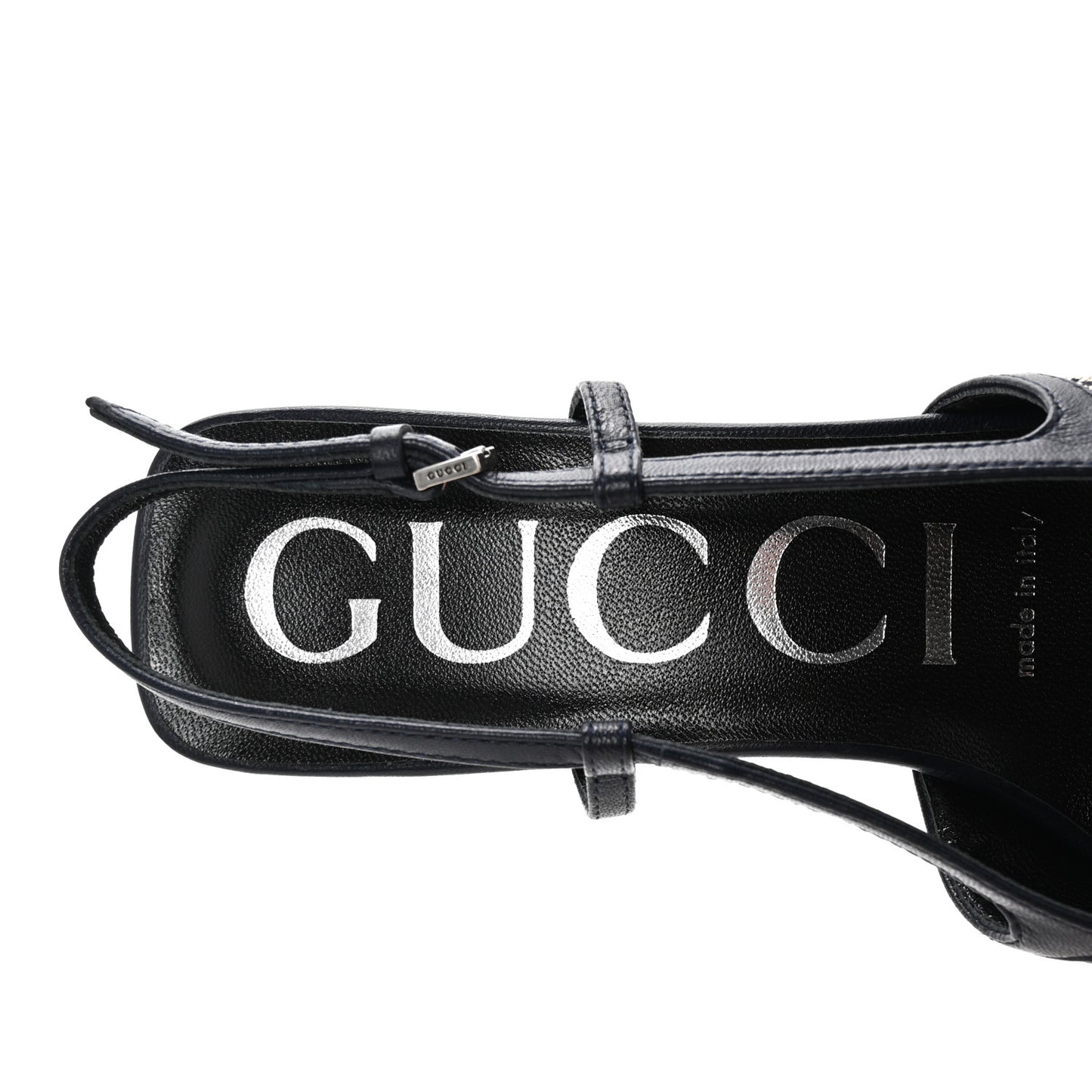 GG Monogram Malaga Kid Square G 35mm Slingback Pumps 36 Beige Blue