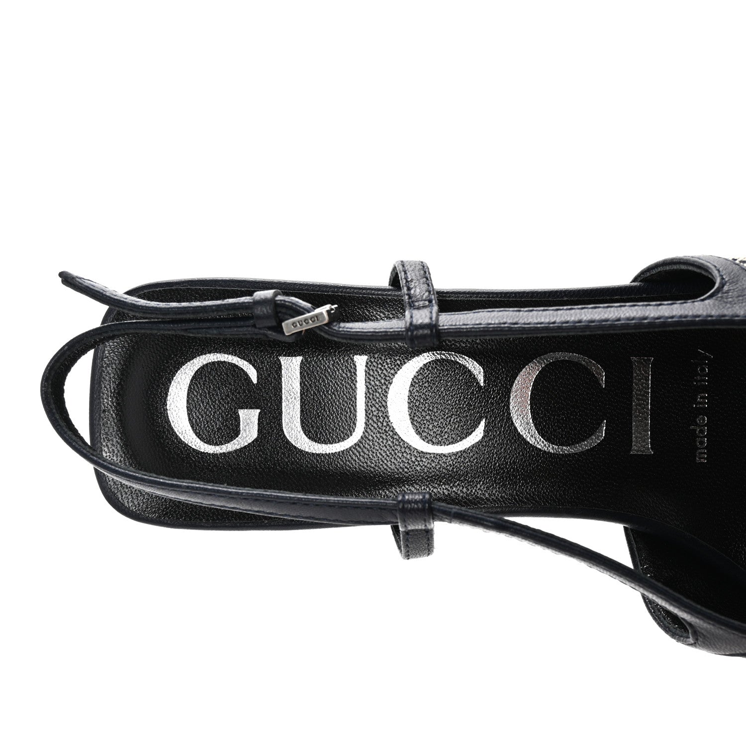 Gucci GG Monogram Malaga Kid Square G 35mm Slingback Pumps 36 Beige Blue 8 of 8