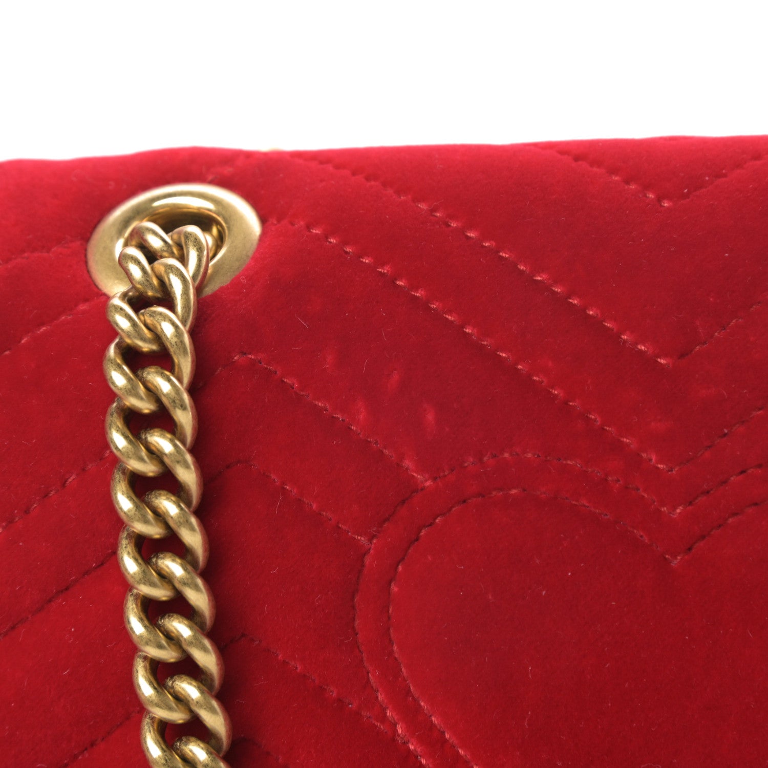 Gucci Velvet Matelasse Mini GG Marmont Shoulder Bag Hibiscus Red 11 of 13