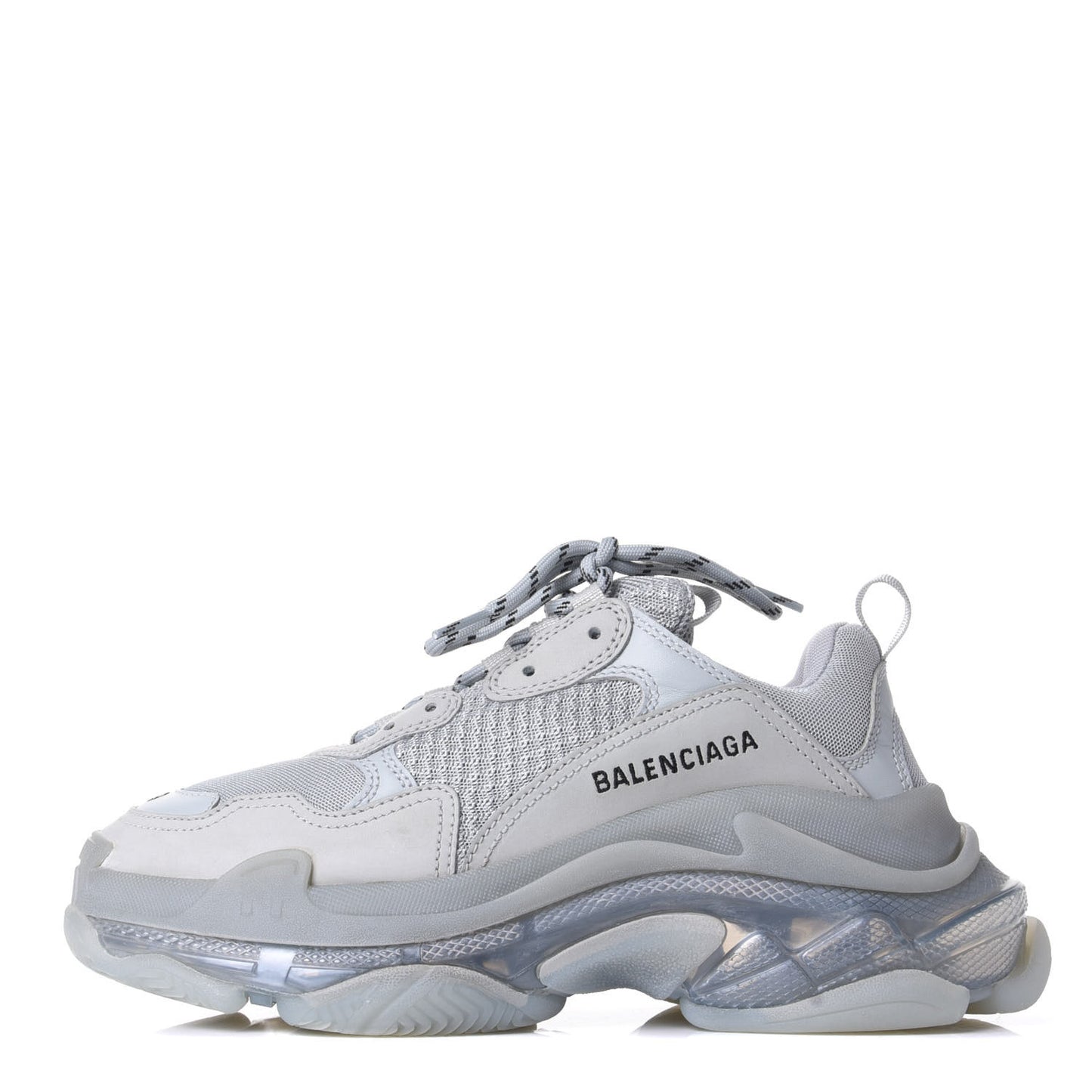 Fabric Mesh Clear Sole Womens Triple S Sneakers 39 Pearl Grey