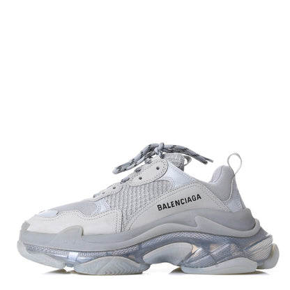 Balenciaga Fabric Mesh Clear Sole Womens Triple S Sneakers 39 Pearl Grey 1 of 11