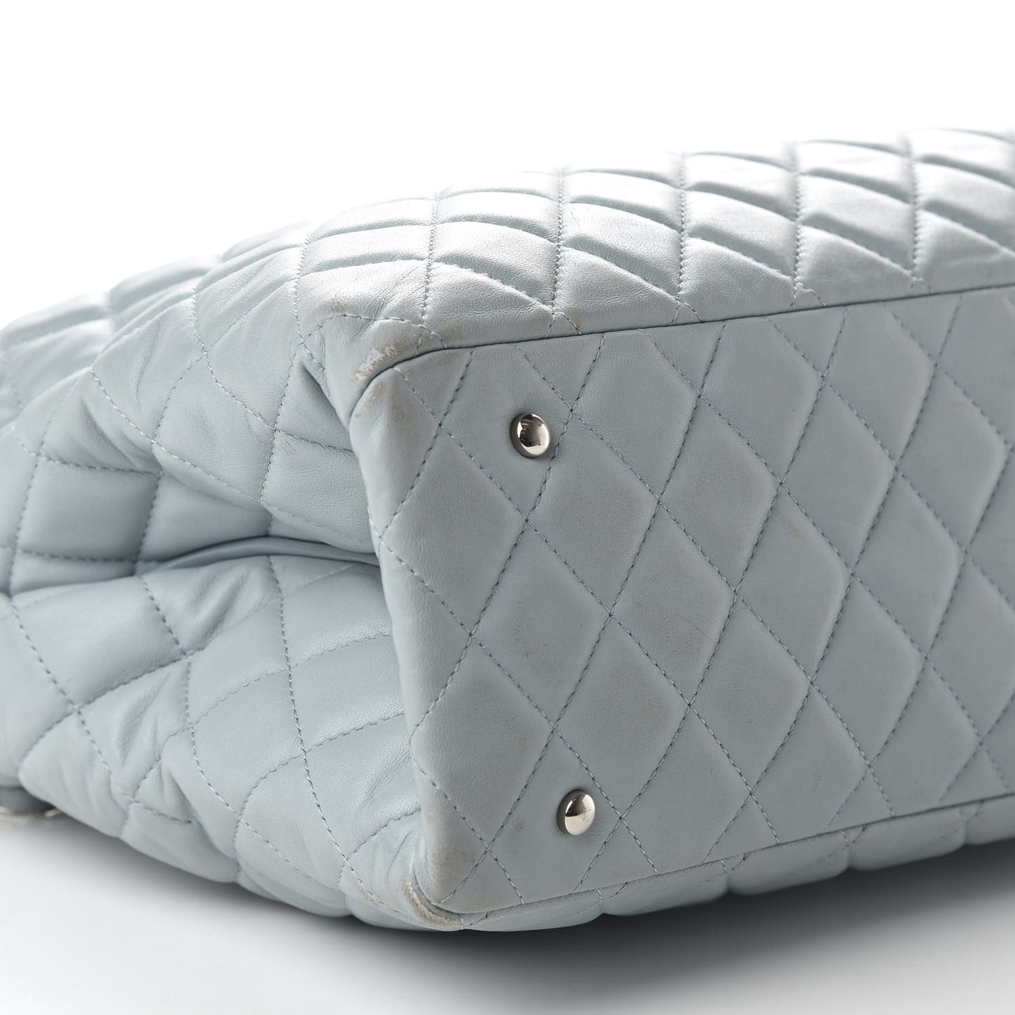 Lambskin Quilted Daily Shopping Tote Light Blue