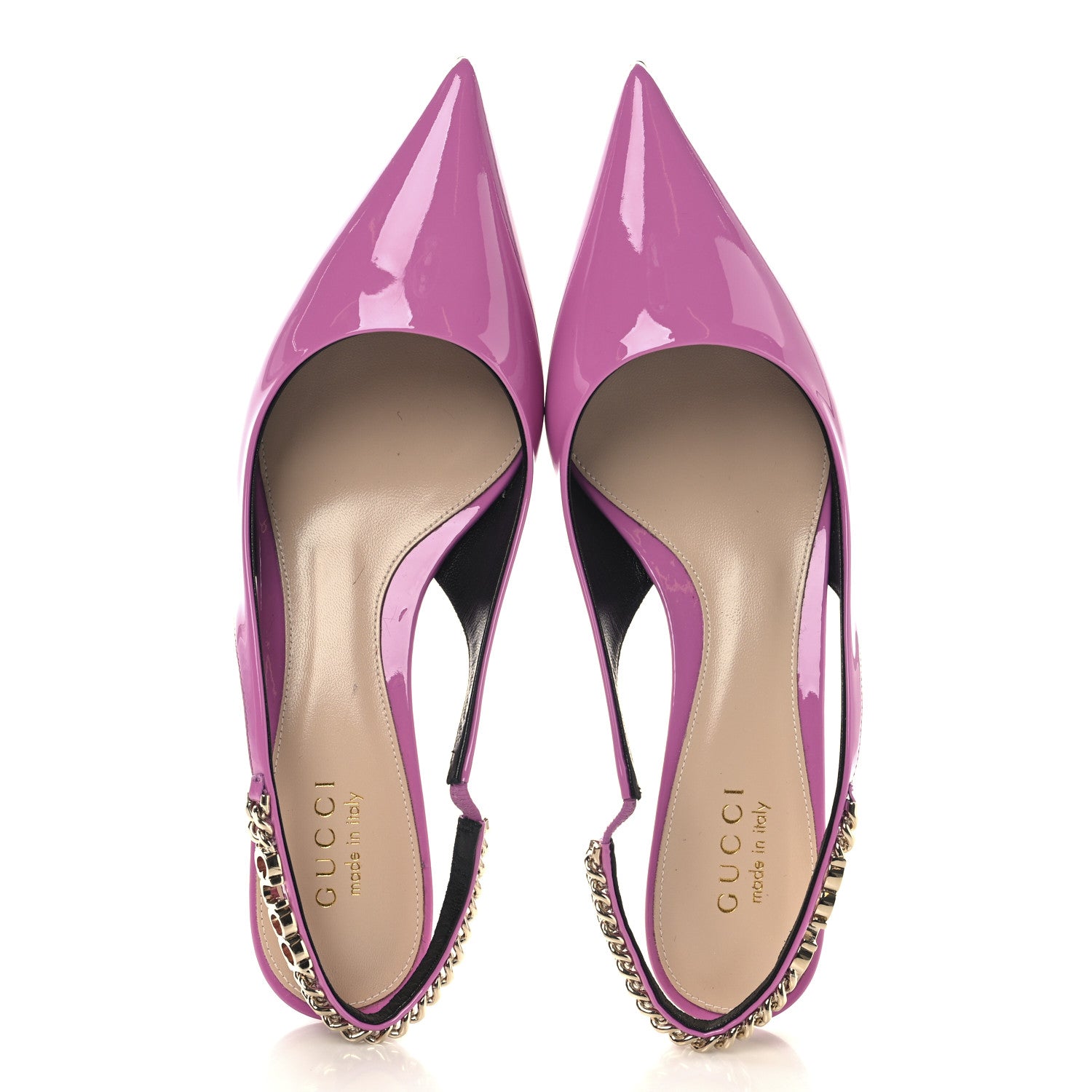 Gucci Patent Signoria 35mm Slingback Pumps 38.5 Libre Pink 2 of 10