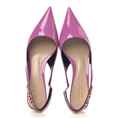 Gucci Patent Signoria 35mm Slingback Pumps 38.5 Libre Pink 2 of 10