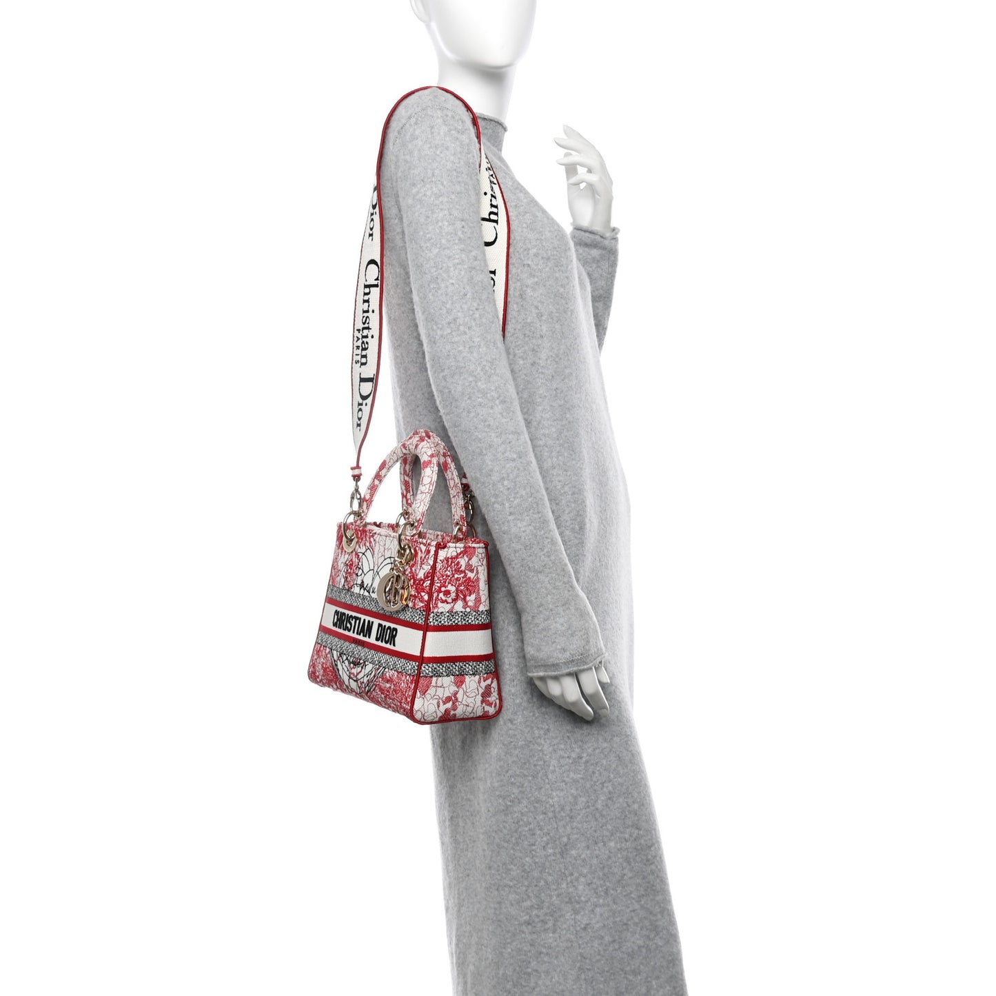 Canvas Embroidered Medium Dioramour D-Royaume Lady D-Lite Red Multicolor