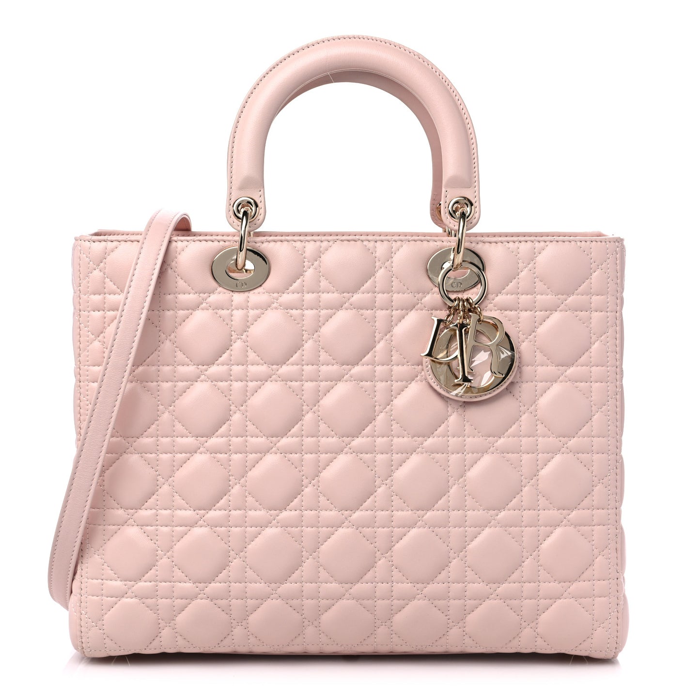 Lambskin Cannage Large Lady Dior Light Pink