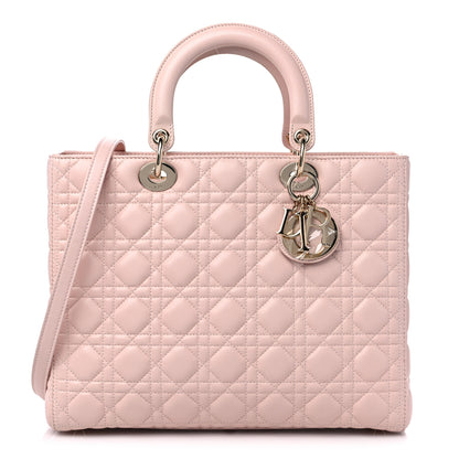 Christian Dior Lambskin Cannage Large Lady Dior Light Pink 1 of 12