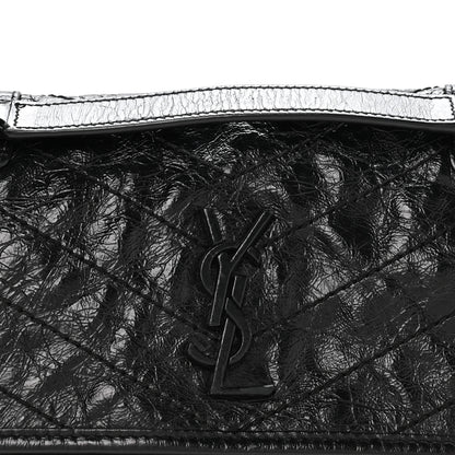 Saint Laurent Crinkled Calfskin Matelasse Monogram Baby Niki Chain Satchel Black 7 of 10