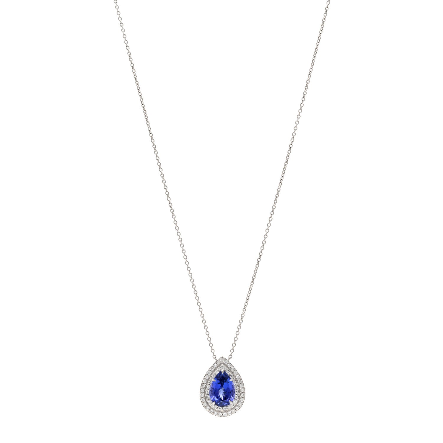 Tiffany Platinum Diamond Tanzanite Pear Shaped Soleste Pendant Necklace 1 of 4