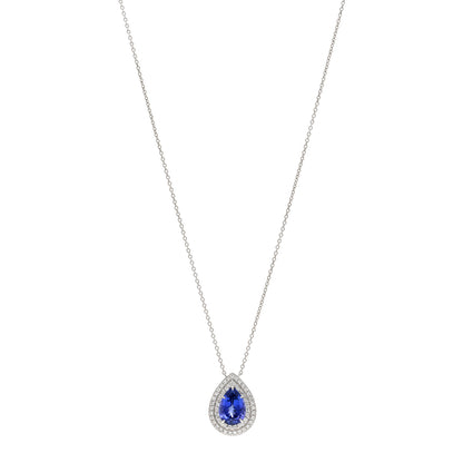 Tiffany Platinum Diamond Tanzanite Pear Shaped Soleste Pendant Necklace 1 of 4