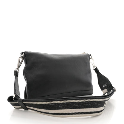 Prada Vitello Daino Soft Zippered Shoulder Bag Black 3 of 11