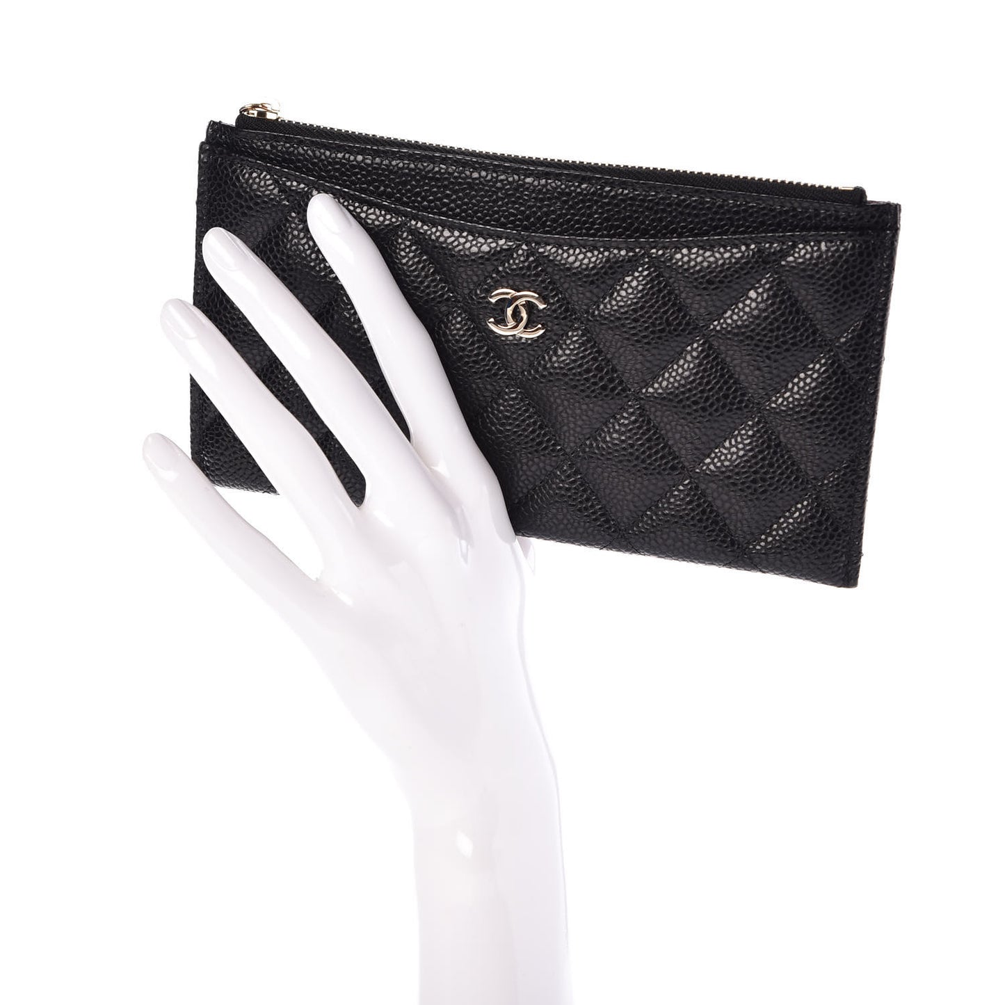 Caviar Quilted Classic Zip Pouch Black