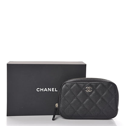 Chanel Caviar Quilted Small Curvy Pouch Cosmetic Case Black 8 of 8