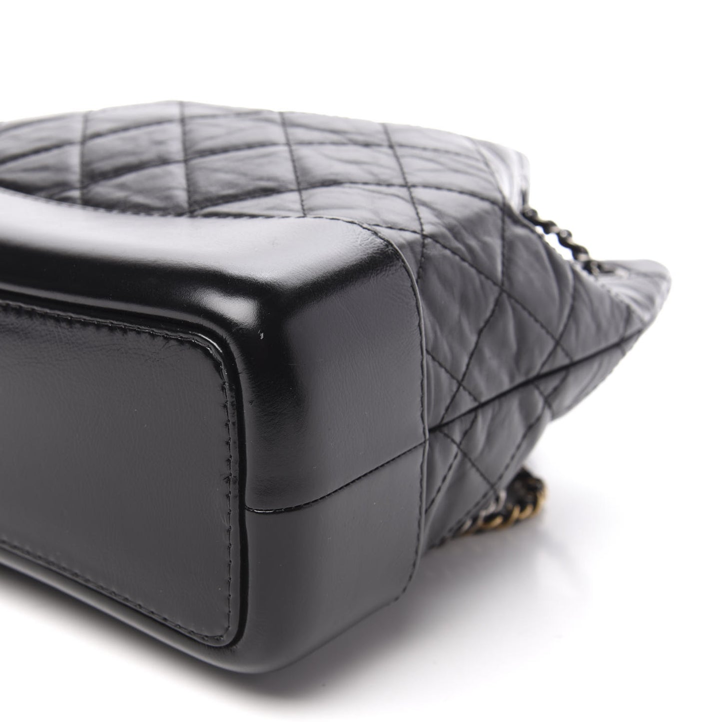 Aged Calfskin Quilted Small Gabrielle Backpack Black